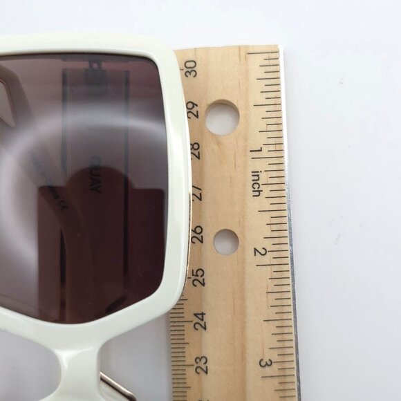 QUAY Australia Almost Ready 1217 Oversized Sunglasses Ivory Brown Polarized - Picture 4 of 15